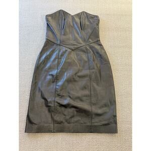 Laurice Vintage Size‎ 3/4 Women's Black Leather Strapless Mini Dress